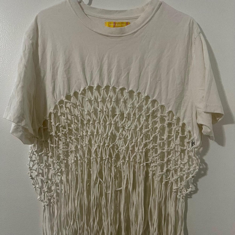 Urban Outfitters White Fringe Tee Shirt